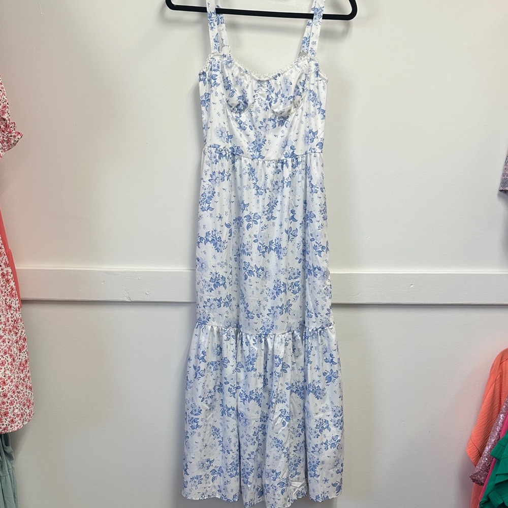 Floral Blue and White Dress